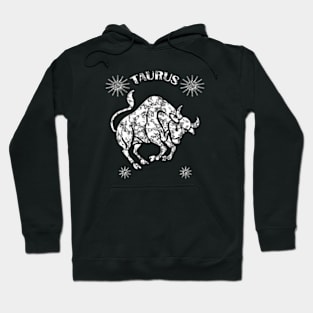 Taurus Astrology Zodiac Sign - Taurus Bull Astrology Birthday Gifts - White - Marble - Stars Hoodie